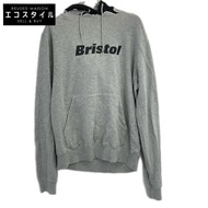FC REAL Bristol FCRB-190053 灰色火焰圖案標誌連帽套頭衫，M碼 [二手]