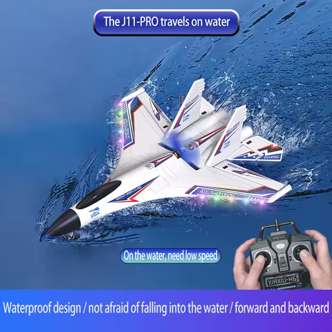 New RC Water Land Air J-11Pro Six Channel Aerobatic Fighter Brushless Motor Waterproof Aircraft Elec
