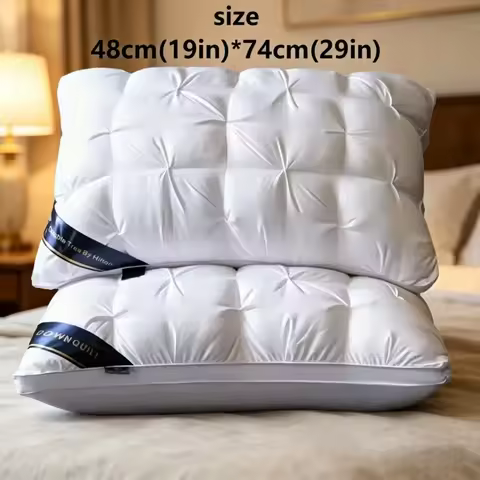5-Star Hotel Quality Bed Pillow Neck Support Deep Sleep White Satin Cover Home Bedroom Decor Sleepin