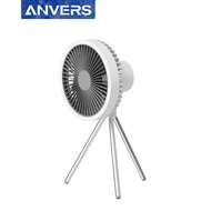 Anvers Portable Fan Strong Wind Camping Fan with Led Light Desktop Fan Outdoor Camping Lamp Tripod F