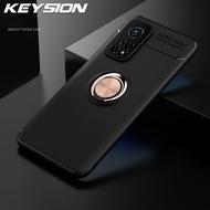 KEYSION Shockproof Case for Xiaomi Mi 10T 10T Pro 5G Soft Silicone Magnetic Ring Stand Phone Back Cover for Xiaomi Mi 10T Lite