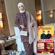 ZOE ARISAH Lusiana Kurung Moden Pahang Sulam Premium Textured Cotton Embroidery Muslimah Lace Baju R