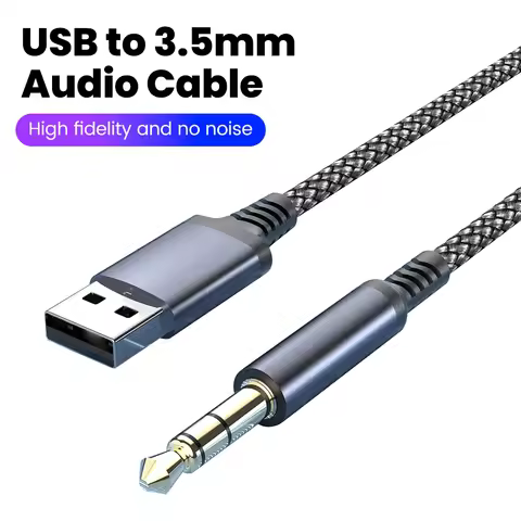 Elough USB to 3.5MM Aux Audio Cable USB A Male to 3.5MM Jack Male Audio Extension Cable For Car Head