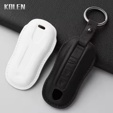 Leather Car Key Case Cover Shell For Porsche Cayenne Panamera 911 992 996 Taycan Macan Boxster 968 9