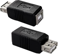 2 PCS USB A to B Adapter, USB 2.0 A Female to B Printer Female Converter, for Printer Fax Machine Sc