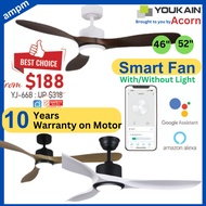 Youkain Ceiling Fan With Light Acorn Smart Fan DC Fan 6 Speed with Remote Control 46 inch 52 inch For Bedroom LivingRoo