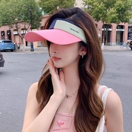 New Women's Summer Sun Protection Hat Color Matching Air Top Sunhat Outdoor Sports Empty Top Basebal