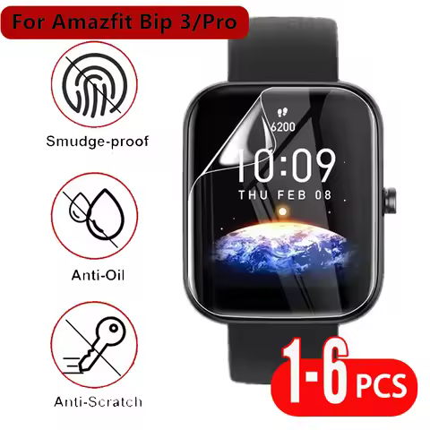 1-6PCS Hydrogel Film For Amazfit Bip 3 Soft TPU Protective Cover Screen Protector For Amazfit Bip 3 
