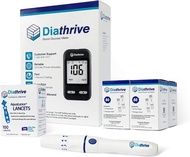 Reliable Diathrive Blood Sugar Test Kit &amp; Blood Glucose Monitoring System – 4 Second Results! Glucometer/Glucose Meter Kit W/ 200 Glucose Test Strips – Lancing Device – 100 Lancets for Blood Testing