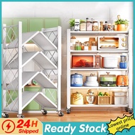 【Foldable】3-5 Layer Kitchen Folding Racks Rack Shelves With Wheels Foldable Shelf Kitchen Kitchen Rack organizer Metal Rack Organizer Rack With Wheels Folding rack Folding shelves