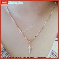 Kalung Itali 45cm Free Liontin Salib Full Permata Gold Lapis Emas 24K Anti Karat
