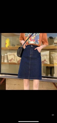 denim skirt/maong skirt/stretchable/below the knee/fit 25to32waistline