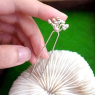 A│日本中古銀色水晶閃石髮髻裝飾用髮叉髮簪 高級古著珠寶首飾