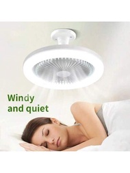 E27 2 En 1 Ventilador De Techo Silencioso Con Luces Tricolores, Control Remoto Led Regulable Para Decoración De Dormitorio Y Sala De Estar