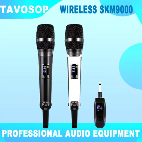 Professional 2channel RHF Wireless microphone system SKM9000 DJ mic Up to 656FT Range with Rechargea