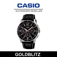 Casio MTP-1374L-1A Enticer Men MTP-1374 Series Black Dial Genuine Leather Band Casual Watch