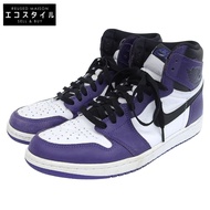 Nike Air Jordan 1 Retro High OG 運動鞋，男款，紫色/白色，尺寸 28cm，555088-500，美國尺寸 10（二手）。