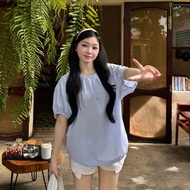 Vintage Children's Checkered Blouse with Puff Sleeves, Loose Fit Korean Style - TOGO.CLOTHING