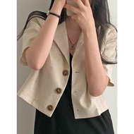 Gege Korea chic Summer New Style Loose Casual Thin Style Three Button Short Sleeve Blazer Women