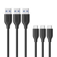 Anker｜PowerLine USB 3.0/3.1轉USB-C充電傳輸線3入組(長0.9公尺;B8163013 )
