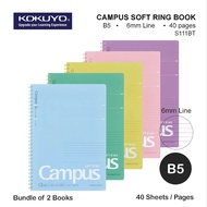 Kokuyo Campus Soft Ring Book Line 6mm B5 S111BT (1 Book / 2 Books Bundle)