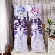 【Bestseller Alert】 Anime Ram/rem Maid Cosplay Pillowcase 150x50cm Hugging Body Pillow Otaku Pillow W