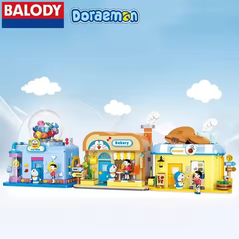 BALODY Doraemon Building Block Street Scene Series Prop House Dorayaki Shop Ornaments Kawaii Nobita 