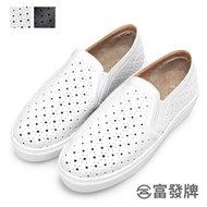 Fufa Shoes [Fufa Brand] Breathable Comfortable Star Perforated Lazy Casual Thick-Soled White Plain Women's