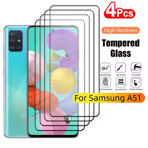4Pcs For Samsung A51 Glass Samsung Galaxy A51 Tempered Glass 9H Protective Full Cover Glue For Scree