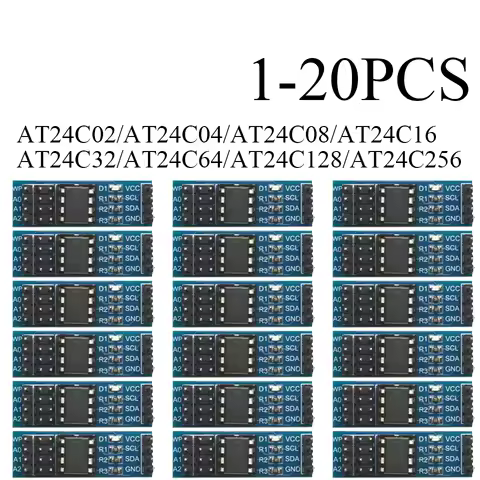 1-20PCS AT24C256 Serial EEPROM I2C Interface EEPROM Data Storage Module AT24C02 AT24C04 AT24C08 AT24