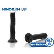 NINDEJIN 55pcs Flat Head Phillips Screw M2.5 M3 M4 M5 Black Carbon Steel Countersunk Head Screw Laptop Screw for Lenovo Samsung