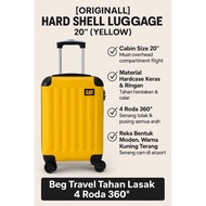 [ORIGINAL] CAT 20” Hard Shell Luggage - Yellow | Beg Travel Tahan Lasak 4 Roda 360° Cabin Size
