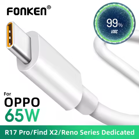 FONKEN USB Type C Cable 65W Fast Charging Cable for OPPO VOOC Charger Type C Cable for Find X Reno R