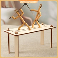 [In Stock]  Set of 2 Bamboo Man Battle Toys with Weapon Accessories Rope-controlled Wooden Fighters 