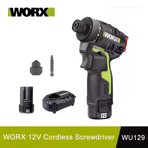 Worx WU129 12V Cordless Screwdriver Dual Speed 40Nm 1800rpm Brushless Motor Adjustable Torque Wirele