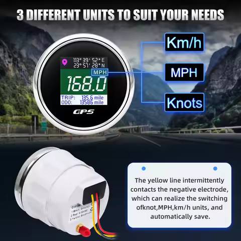 52MM GPS Speedometer With GPS Antenna TFT Screen Waterproof Odometer For Boat Car Motor Yacht Trip S