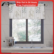 AnneyOneDecor Floral Short Curtain for Kitchen Linen Texture Valance Drape Delicate Countryside Curtain for Cabinet Door Curtain