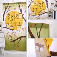Semi Hanging Home Cartoon Bedroom Owl Printed Soft Decorative Exquisite Divider Japanese Separation Entrance Easy Install Door Curtain
