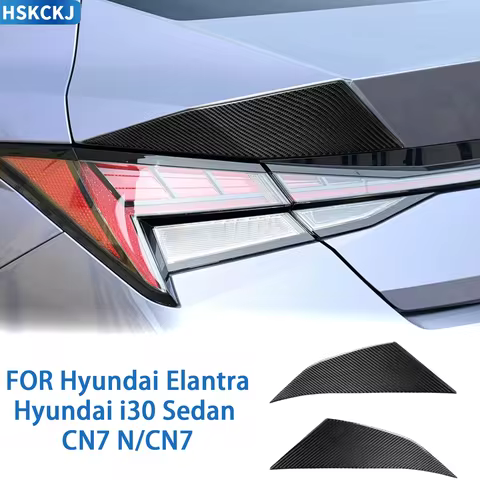 For Hyundai Elantra CN7 i30 Sedan CN7 N 2021-2026 Carbon Fiber Rear Lamp Top Triangle Decor Cover Ex