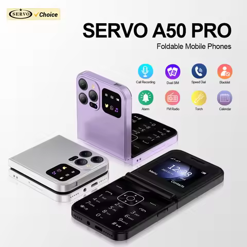 SERVO A50 PRO Flip Mobile Phone 2G GSM 2.4" Display Auto Call Recorder Speed Dial 2 SIMs Foldable Te