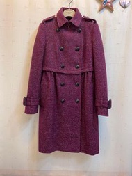 BURBERRY LONDON莓紫紅羊毛洋裝大衣