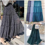 TATAOS BANGKOK FLORAL MAXI SKIRT LONG FLARE SKIRT FLOWER MOTIF LAYER CERUTY LACE FULL WIDE FLARE LIN