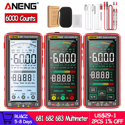 ANENG 681 682 683 6000 Counts Digital Multimeter Smart Anti-burn Rechargeable Meter NCV Tester 5-inc