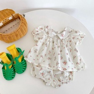 (0-3T) Newborn Baby Girl Summer Cotton Kids Dress Clothing Set Toddler Girls Gadis Short Sleeves Baju Kurung Moden Dress EG-23036