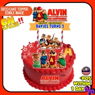[CUSTOM NAME] Happy Birthday Cake Topper Alvin and the Chipmunks Decoration Set Party Accessories Ba