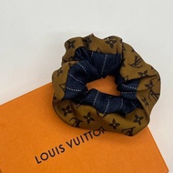 Louis Vuitton LV 焦糖色字紋雙面拼接真絲髮圈/髮飾