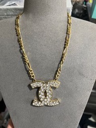 Chanel 水鑽雙C項鍊 中古，有氧化，無標
