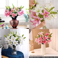 Lily flowers 2 flowers 1 bud - colorful artificial flowers decorate homes and offices...