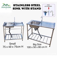 Stainless Steel Kitchen Sink / Single Bowl Sink / Single Drainer / Dish Rack / Kitchen Organizer
