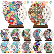 YEWW Diamond Art Perpetual Calendar Kits, Handmade DIY Diamond Art Calendar,  Rotating  Wooden Diamo